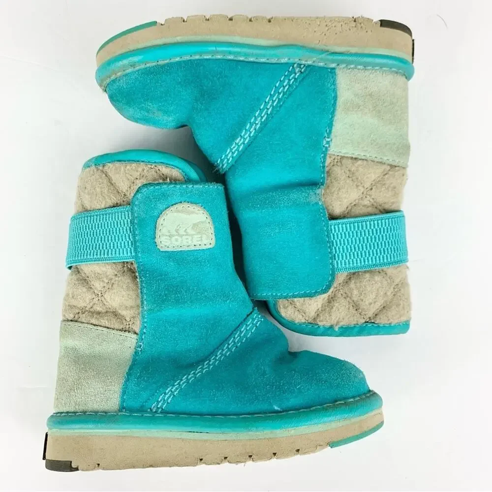 Sorel Newbie Girls Toddler Blue Suede Boots 8